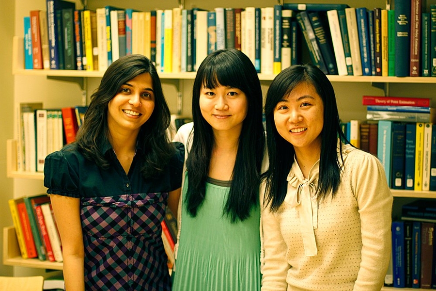 GW6 (Graduate Women in EECS-Course 6) current co-presidents are (from left) Gauri Joshi, Bonnie Lam and Qing He.