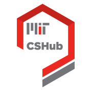A hexagon with one edge omitted surrounds the text "MIT CS Hub".