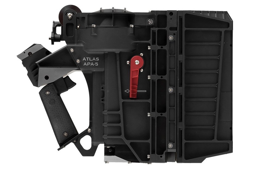Atlas Device's APA-5 weighs roughly 20 pounds and can lift upwards of 600 pounds, up a rope, at speeds of several feet per second.