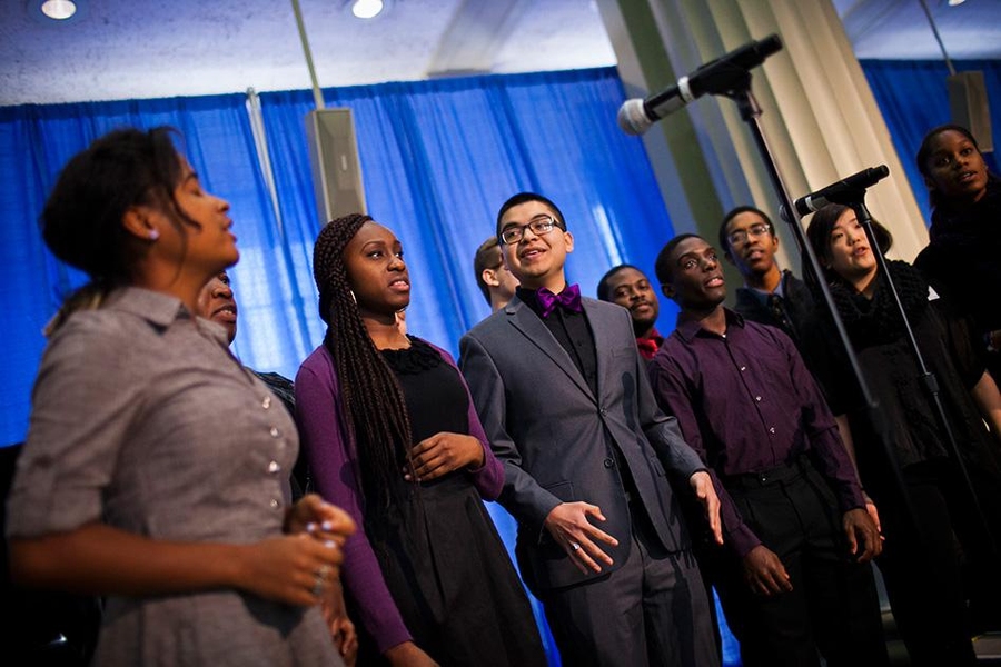 Members of the MIT Gospel Choir, which includes students, faculty and staff members, performed at the annual Dr. Martin Luther King Jr. Breakfast.