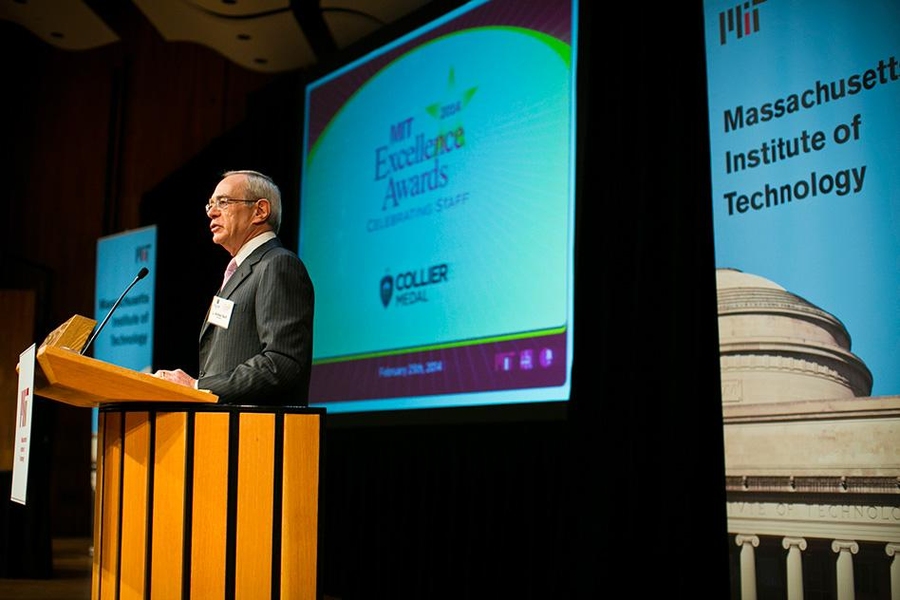 MIT President L. Rafael Reif introduces the new annual Collier Medal at Kresge Auditorium.