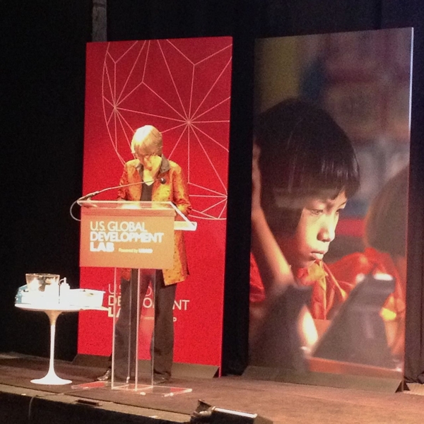 D-Lab Founder and Co-Director Amy Smith addresses the invited guests at the launch event. 