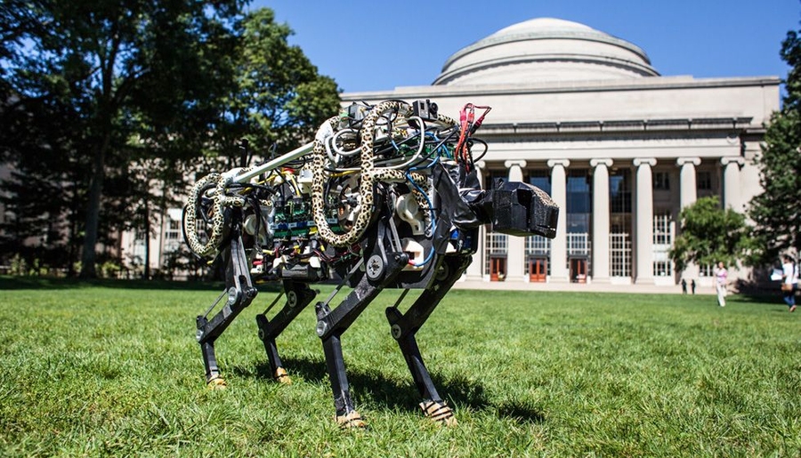 The MIT cheetah-bot in Killian Court