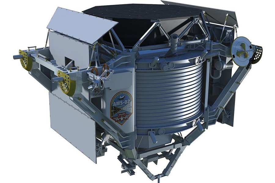 Computer-generated drawing of the Alpha Magnetic Spectrometer (AMS).