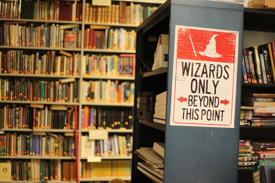 Books line every inch of space in the library’s home at W20-473. MITSFS also maintains a warehouse facility for extra copies. 