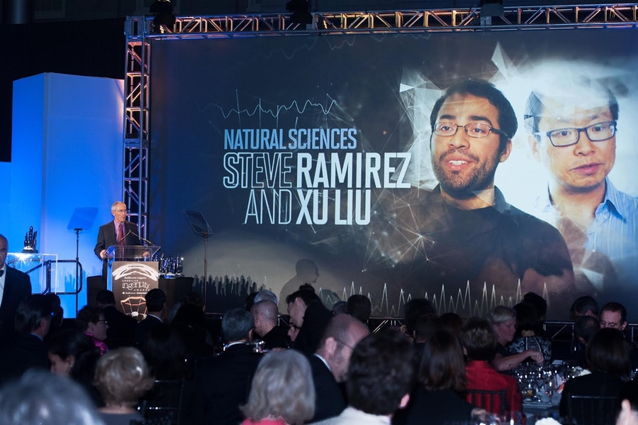 Steve Ramirez accepting the team's award