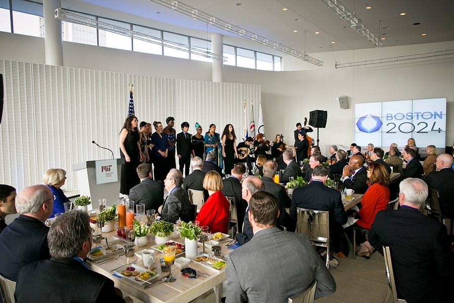 The Berklee College of Music Choir performs.
