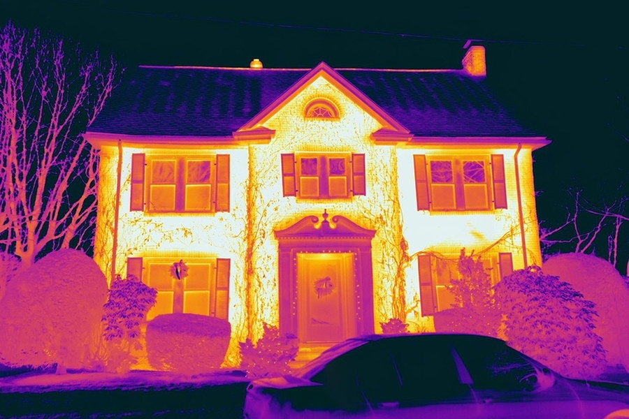 A heat map of a home captured by one of Essess' thermal-imaging cars. 