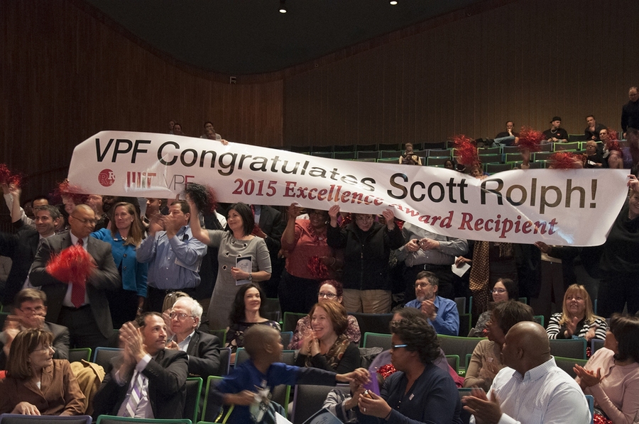 Colleagues and friends congratulate Scott Rolph on his Advancing Inclusion and Global Perspectives Award.