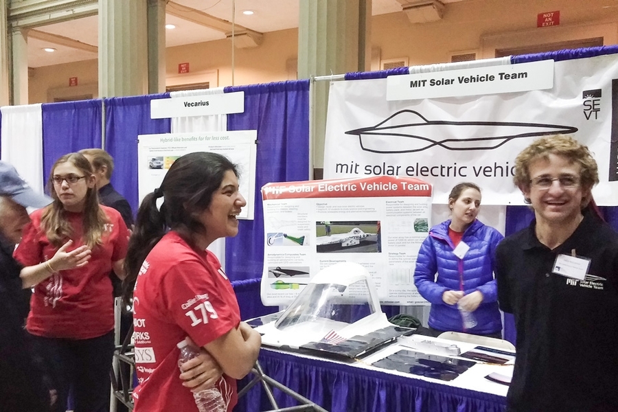 The Energy Conference concluded with a showcase at MIT’s Walker Memorial, where a variety of energy companies and startups displayed their products.
