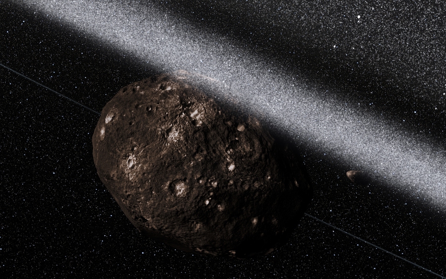 Artist impression of the ring plane around a dark moon
