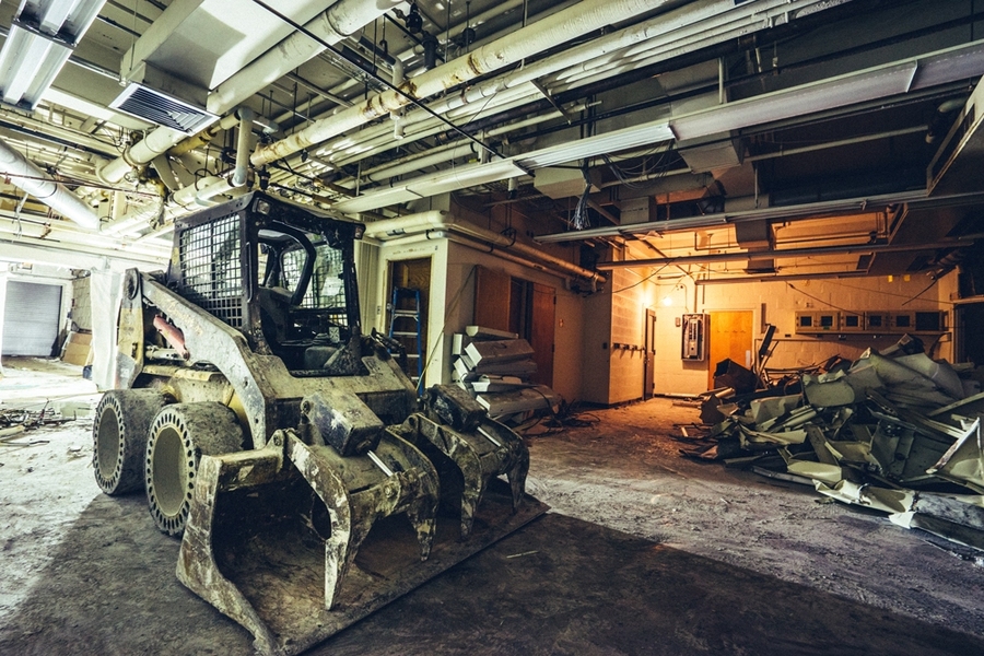 Crews have been working inside Building 12 for several months to prepare for its demolition.