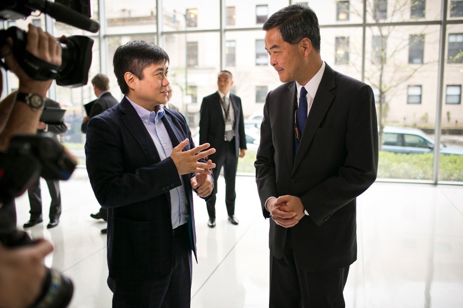 MIT Media Lab director Joi Ito speaks to Leung Chun-yin