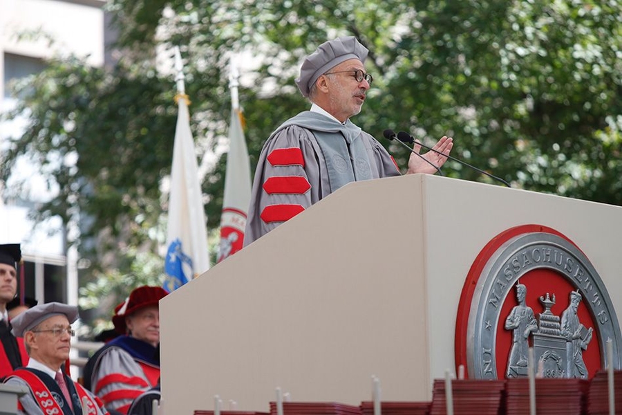 Robert Millard, chairman of the MIT Corporation, delivers his opening remarks. 