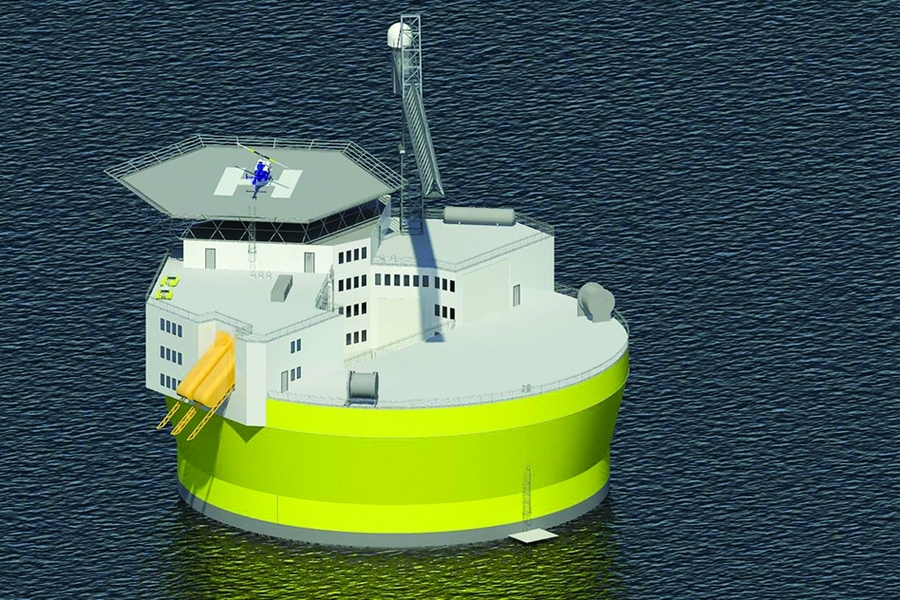 The proposed Offshore Floating Nuclear Plant structure is about 45 meters in diameter, and the plant will generate 300 megawatts of electricity. An alternative design for a 1,100 MW plant calls for a structure about 75 meters in diameter. In both cases, the structures include living quarters and helipads for transporting personnel, similar to offshore oil drilling platforms.