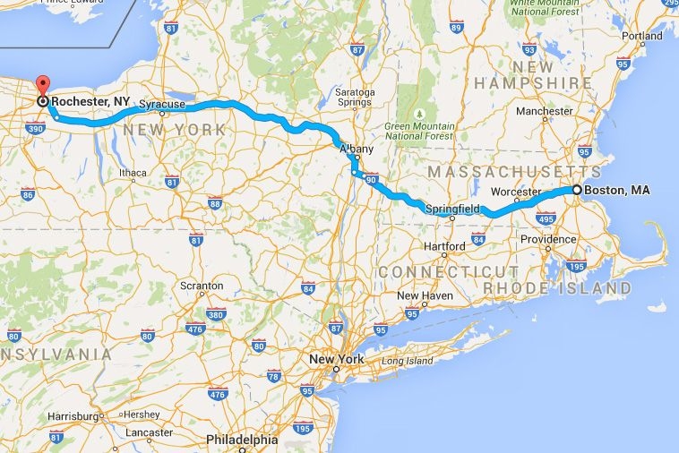 One component of the new initiative is to develop a corridor along Interstate 90 (shown here), from Boston to Rochester, New York, of industrial firms to develop photonics-related products and services.
