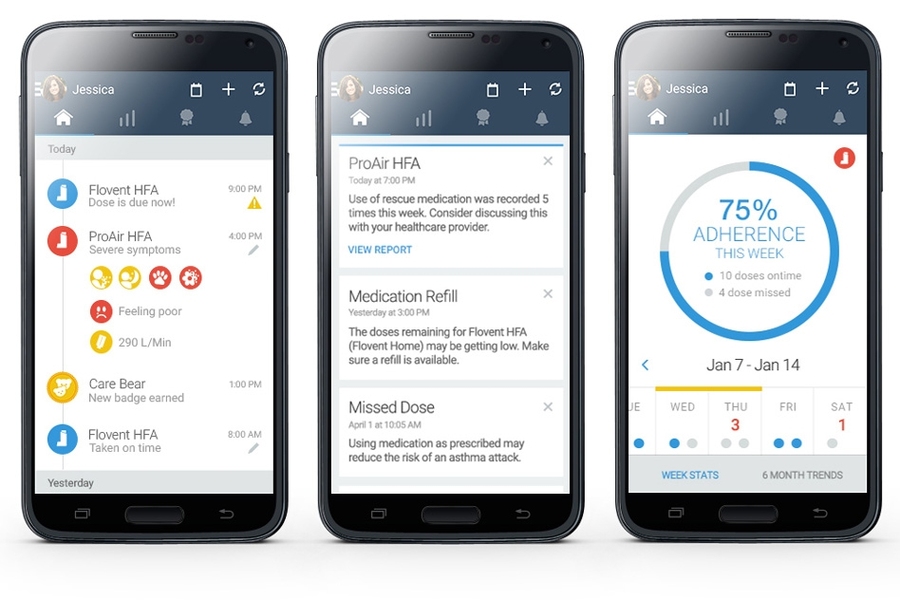 Screenshots from the CareTRx app
