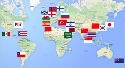 Map representing REAP regional teams from around the world