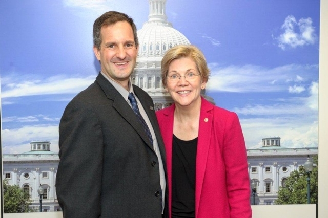 MIT atmospheric chemist Dan Cziczo meets with Senator Elizabeth Warren (D-Mass.) during a Congressional Visit Day. 