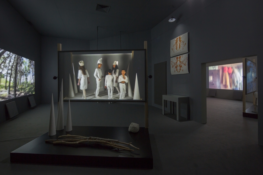 Installation view: Joan Jonas, "They Come to Us without a Word," NTU Centre for Contemporary Art Singapore, Jan. 22-April 3, 2016.