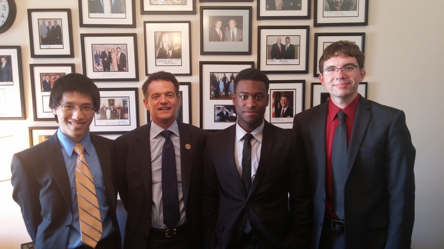 Left to right: Peter Su, Rep. Dave Trott (R-MI11), Rasheed Auguste, Patrick White