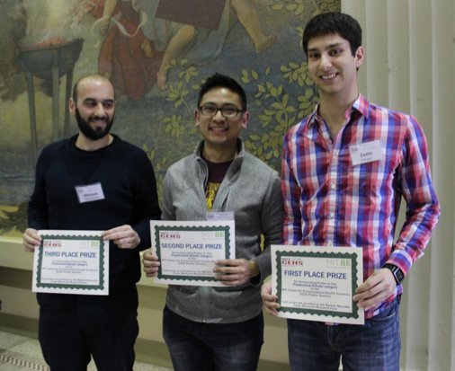 Postdoc winners were: (l-r) Nikolaos Tsamandouras, Renan Escalante-Chong, Collin Edington, as well as Xin Wang (not pictured).