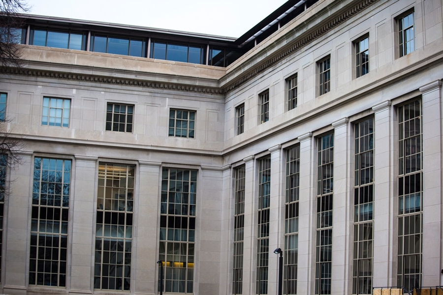 Building 2, which houses the mathematics department, includes the largest installation of a new kind of ultra-efficient window ever carried out in the United States.
