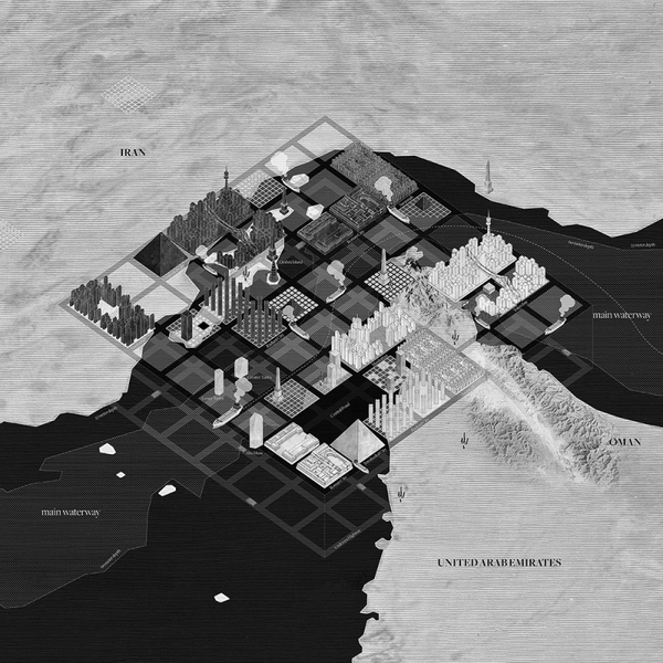 "The Strait of Hormuz Grand Chessboard," from "<a  href="http://design-earth.org/projects/after-oil/" target="_blank">After Oil</a>" by Design Earth

