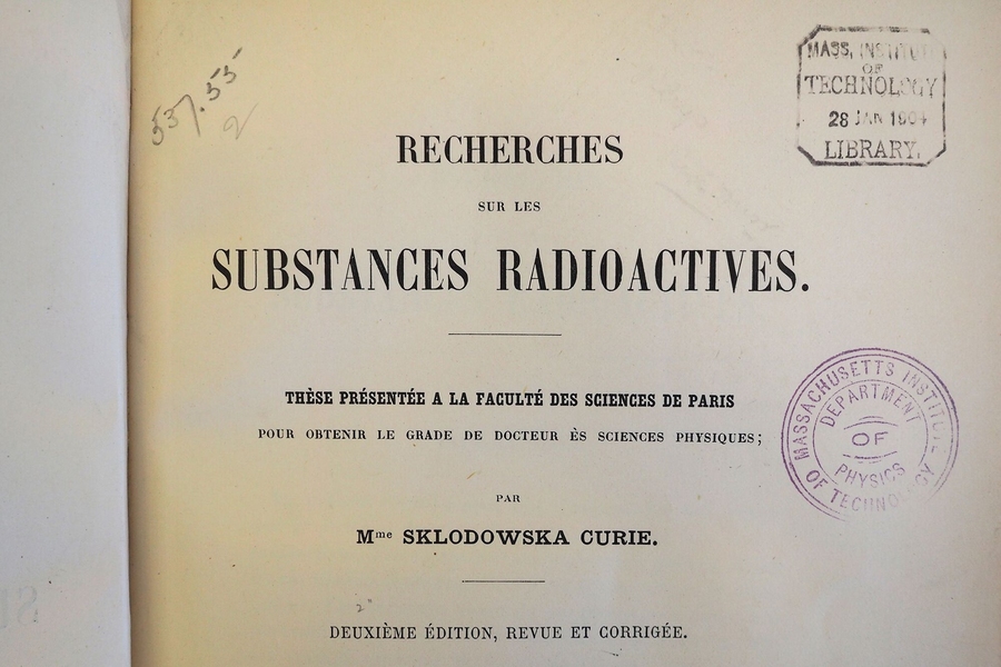 Marie Curie earned her doctorate in 1903, the same year she won her first Nobel Prize. The MIT Libraries own this 1904 French printing as well as German and English translations that appeared the same year.