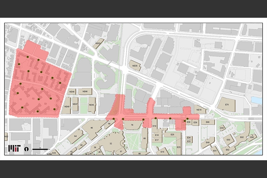 Highlighted areas show Kendall Square Wi-Fi coverage completed in the fall of 2016.