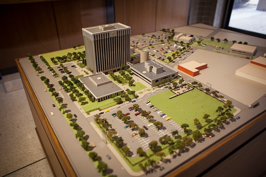 A model of the 14-acre Volpe campus in Kendall Square.