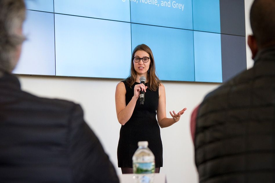 The DesignX finalists represent a range of ventures focused on solving problems in design and the built environment. Noelle Marcus, a graduate student in urban studies and planning, pitched as part of the Nesterly team, which is developing a digital platform to exchange tasks for affordable housing.
