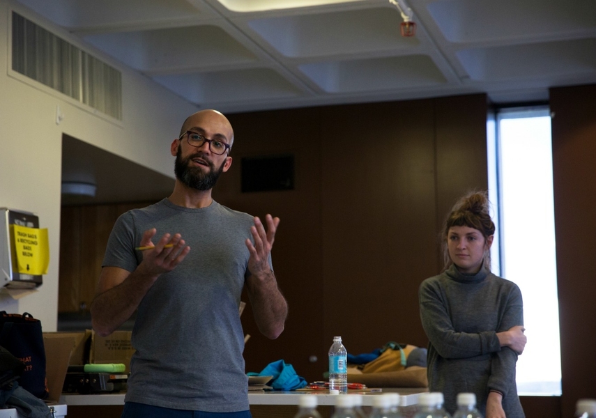 Event organizer Nelson Feliciano introduces Grace Coburn, horticulturalist for the Isabella Stewart Gardner Museum.