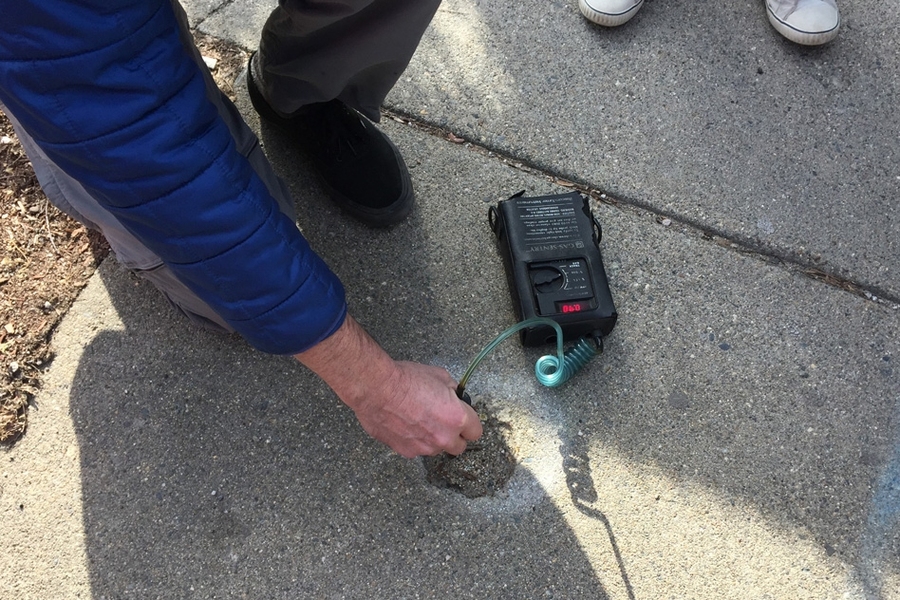 The highest methane reading of the day comes from a spot on Pearl Street in Somerville that was previously inspected by the gas company. 