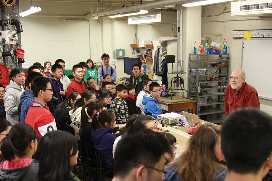 Edgerton Center instructor Ed Moriarty introduces the ROV project to the students.