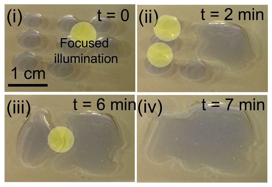 By creating surfaces whose interactions with water — a property known as wettability — can be activated by light, the researchers found they could directly separate oil from water. The process causes individual droplets of water to coalesce and spread across the surface.

