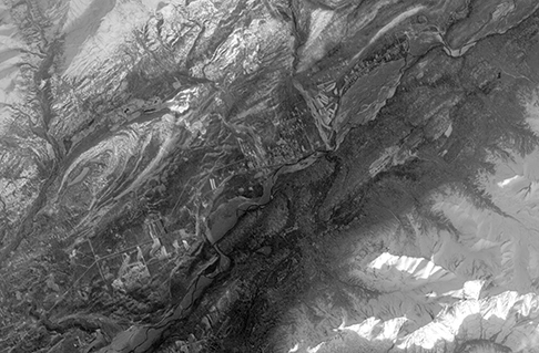 The panchromatic-band image of the town of Sutton, Alaska, was one of the first images made from ALI data during its inaugural scan on November 25, 2000.