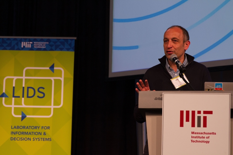 IDSS director Munther Dahleh introduces keynote speaker Peter Marx, a vice president at GE Digital.