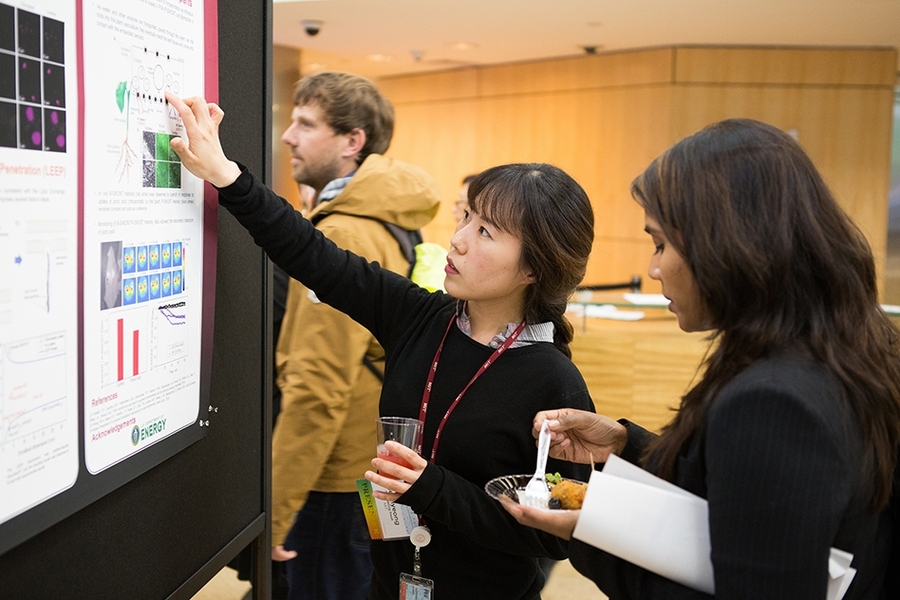 Conference participants discussed research presented in a poster session, during a break in the daylong SENSE.nano conference, which marked the launch of a new “center of excellence” for MIT research.
