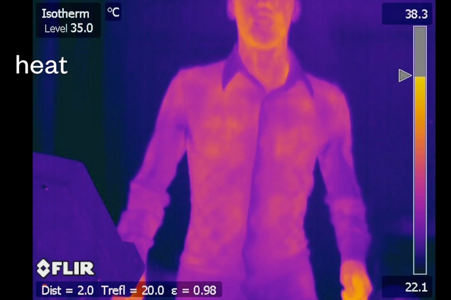 The Apollo dress shirt, based on the temperature-regulating spacesuits designed for astronauts traveling to Mars, is made from material that melts around your skin temperature when hot, storing heat, and freezes and releases heat in colder temperatures.
