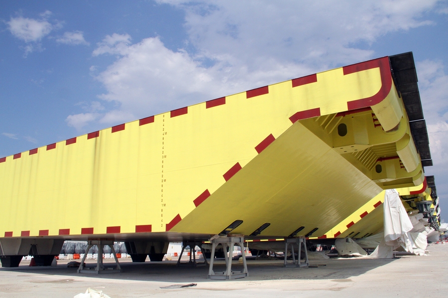 One of the 95-foot-long steel gates that will protect Venice from high sea level events through the Experimental Electromechanical Module (MOSE) project.