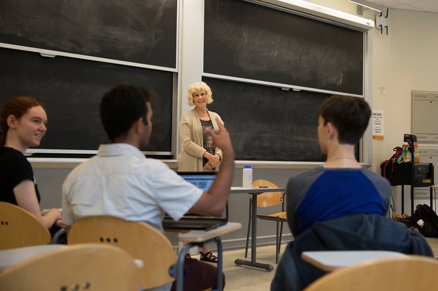 Instructor Carol Zurek teaches a free American Sign Language class organized by the American Sign Language and Deaf Culture Club at MIT.