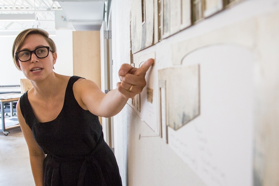 Sara Brown, director of design for MIT Theater Arts, helped plan the new building. “We were inspired by spaces that prioritize and expose the activities of making theater over spaces that camouflage, decorate, or hide those works,” she says.