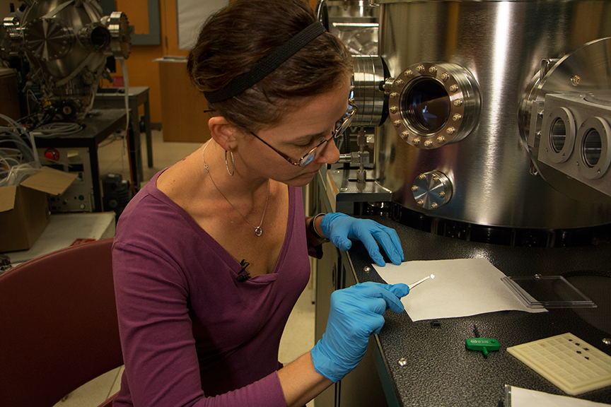 Intern Stephanie Bauman worked with antiferromagnets and spintronic computer memory devices, which operate by reversing electron spin at room temperature. 