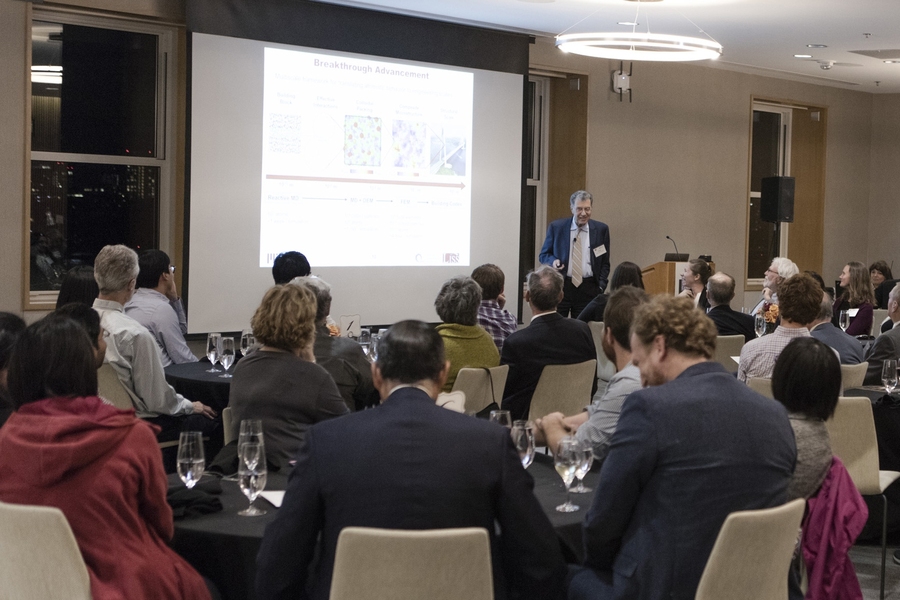 CEE Professor Oral Buyukozturk gave the first research presentation and update on his lab at the CEE New Research Reception, which featured talks from four distinguished faculty. 