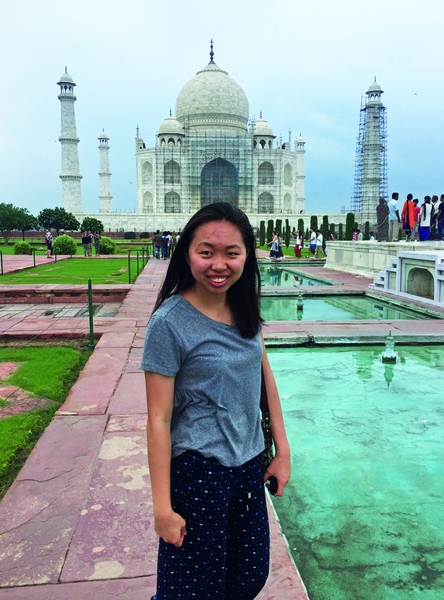 Amy Zhang, a second-year computer science major, spent the summer as an intern at Shell in Bangalore, India. Here she takes a break to visit the Taj Mahal in Agra, India. 