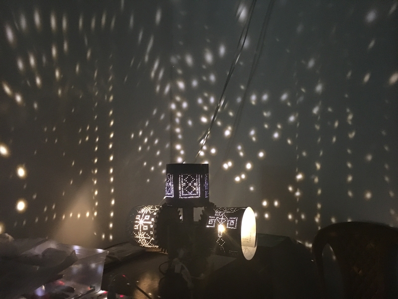 The Lightweaver, a kinetic light installation for the Future Heritage Lab, illuminates the refugee camp at Al Azraq, Jordan.