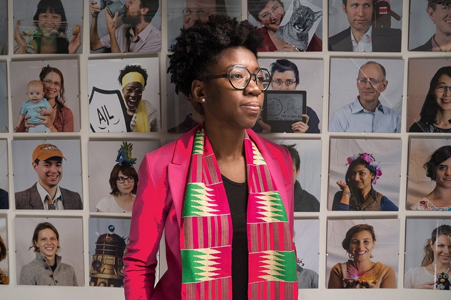 Joy Buolamwini,  a researcher in the MIT Media Lab's Civic Media group