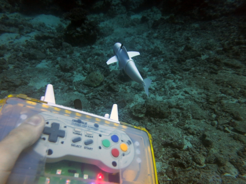 The team used a water-proof Super Nintendo controller to change SoFi’s speed and have it make specific moves and turns. 