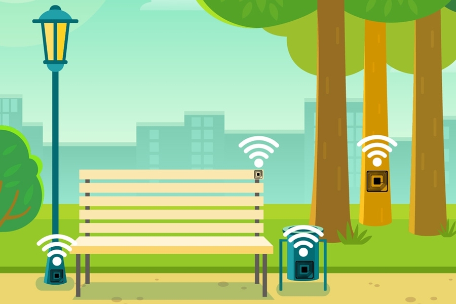 MIT researchers are developing RFID stickers that sense their environment, enabling low-cost monitoring of chemicals and other signals in the environment.